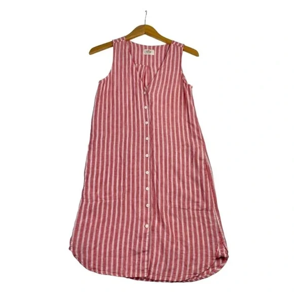 Marine Layer Red and White Striped Linen Blend Fabric - Picture 5 of 5